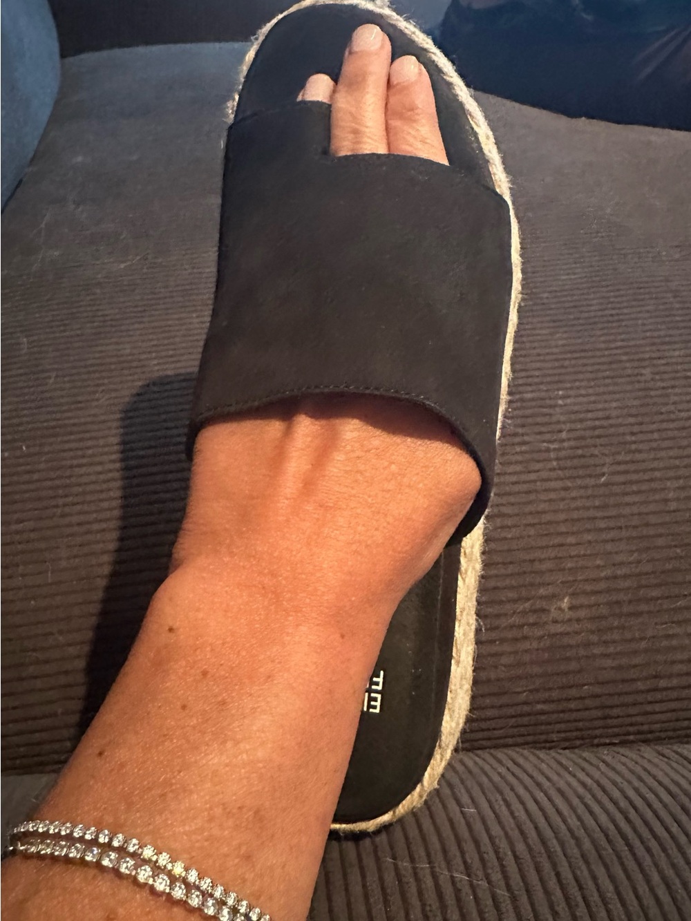 Eileen Fisher Black Suede Espadrille Slide